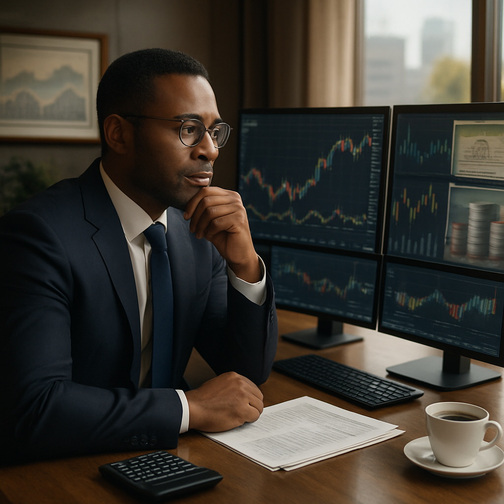 Investor analyzing bond market data on a digital display